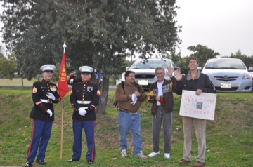 US Marines & Teachers Sign Waving at the Haleakala Entrance