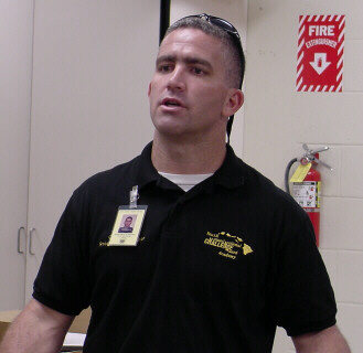 Capt. Chris Slavins spoke to KKHS students, 10/7/03